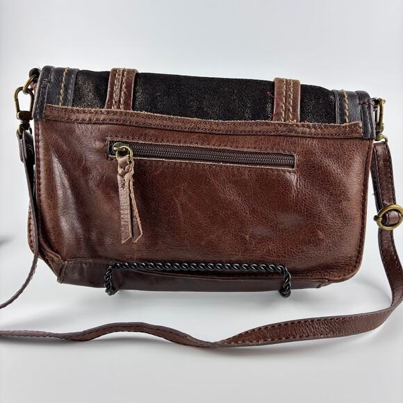 The Sak Glazed Leather Crossbody Purse / Handbag Brown Two-Tone - Picture 2 of 8